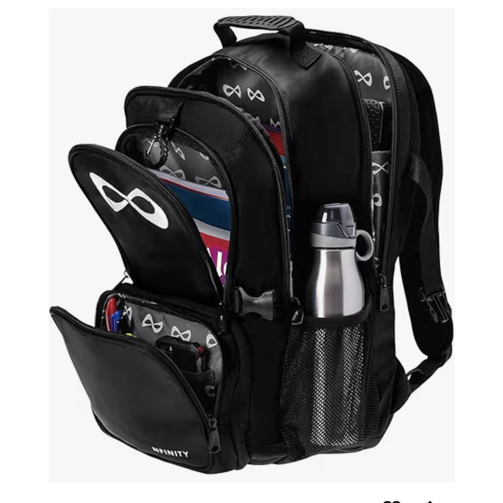 Nfinity Black Backpack  Sports Backpack  Detachable Pouch Laptop Sleeve Pockets